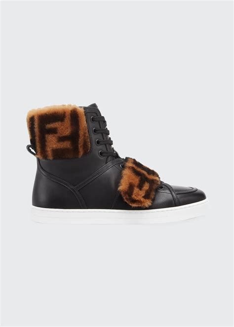 fendi sneakers fur|Fendi designer high top sneakers.